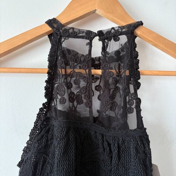 Zara Mixed Knit Cotton Blend Sleeveless Midi Dress NWT Black Size Small - Picture 8 of 12